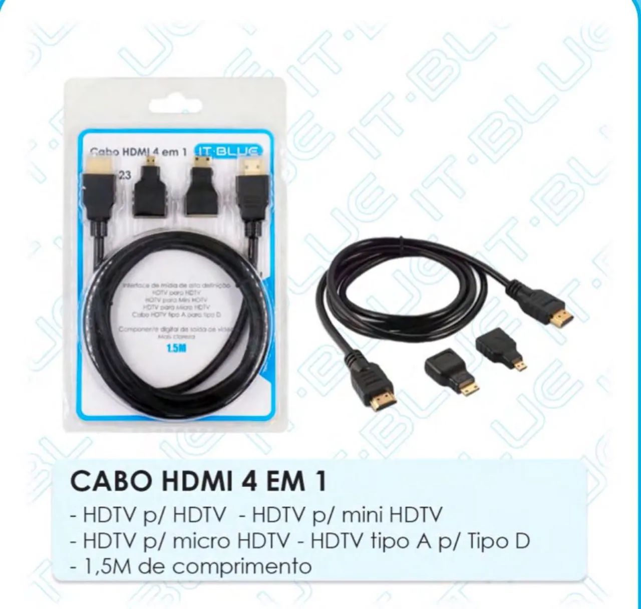 Cabo HDMI 4 em 1 - 1,5m - IT BLUE