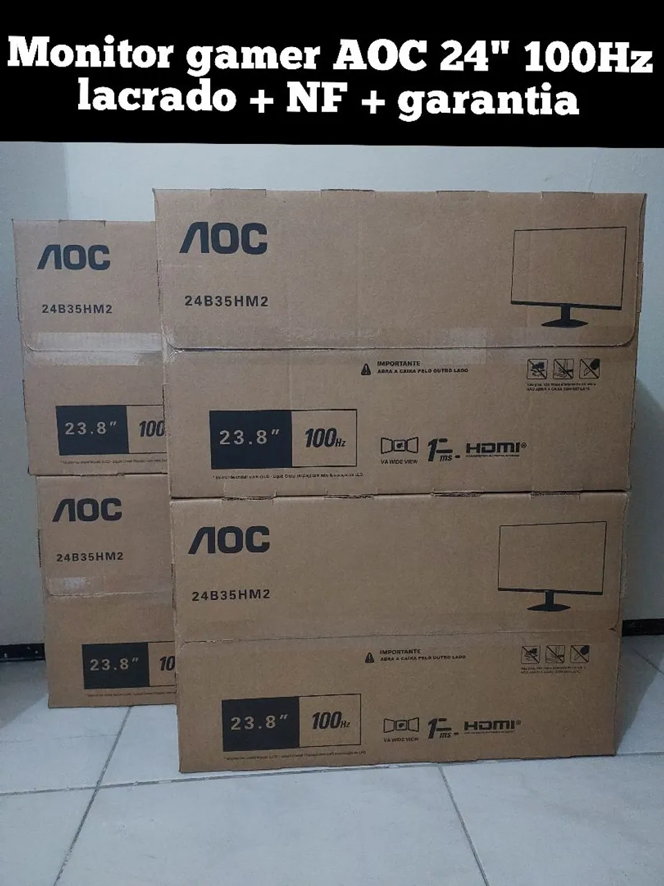 Monitor Gamer AOC 24" 100Hz Lacrado Novo + NF+ Garantia + Garantia