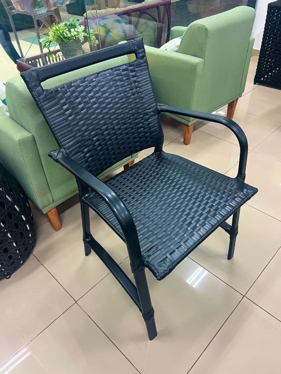 Cadeira de Jardim em Rattan Sintético Preto 420 cada