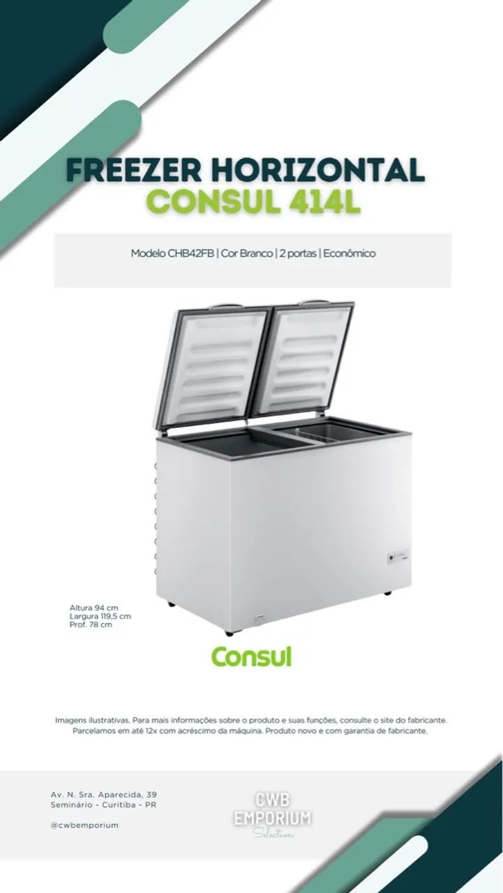 Freezer Horizontal Consul 2 portas 414 Litros Novo  - Foto 5