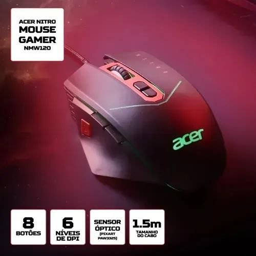 Kit Gamer Acer Mouse + Headset Microfone + Teclado Nitro - Foto 2