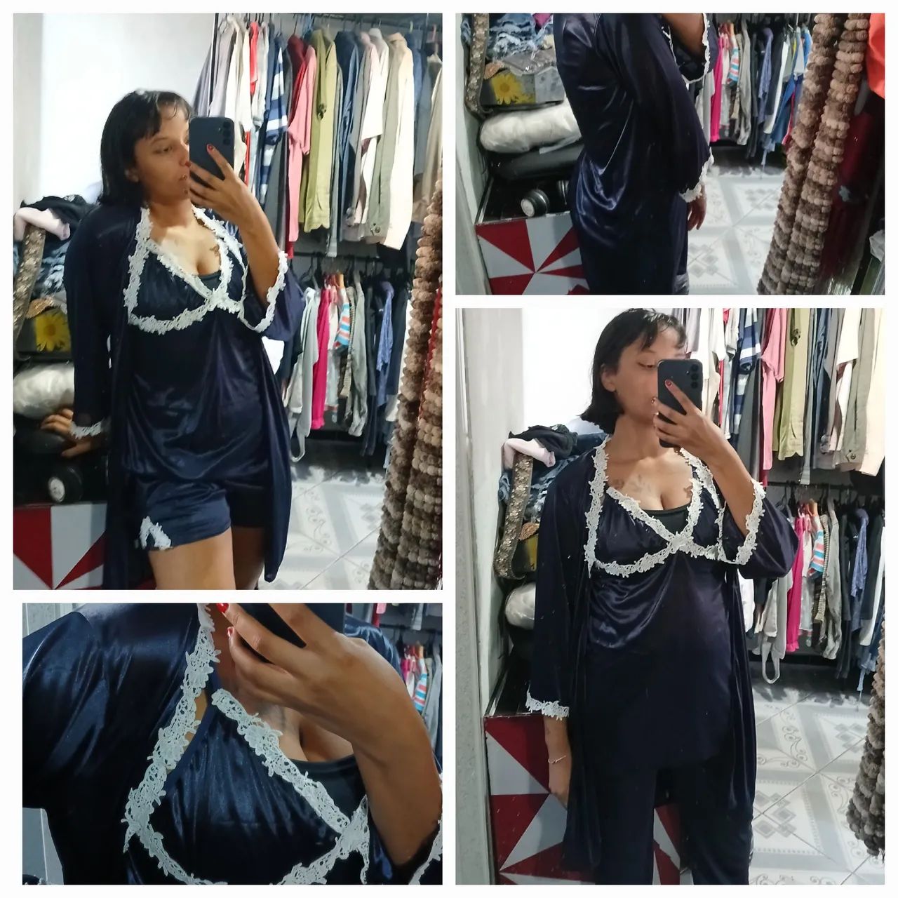 Pijama e Robe de Dormir 4 Peças