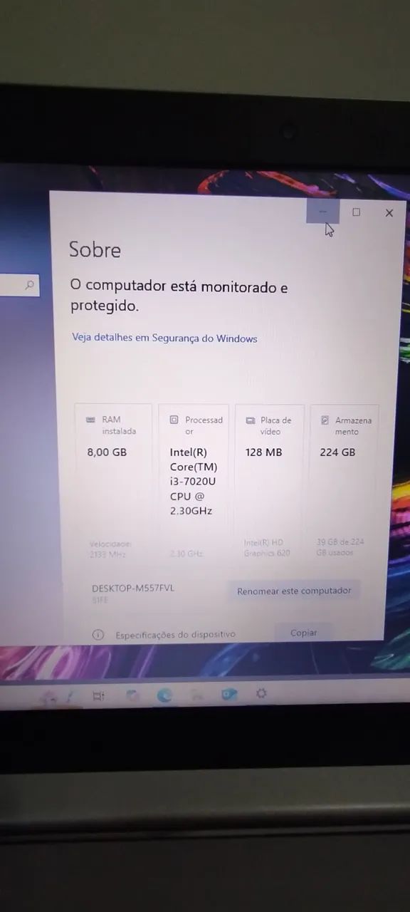 Notebook Lenovo - Intel Core de 7a Geração - SSD - 8GB de RAM - Bateria Boa - Foto 5