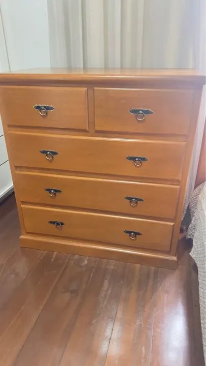 Gaveteiro de madeira maciça 5 gavetas - Foto 3
