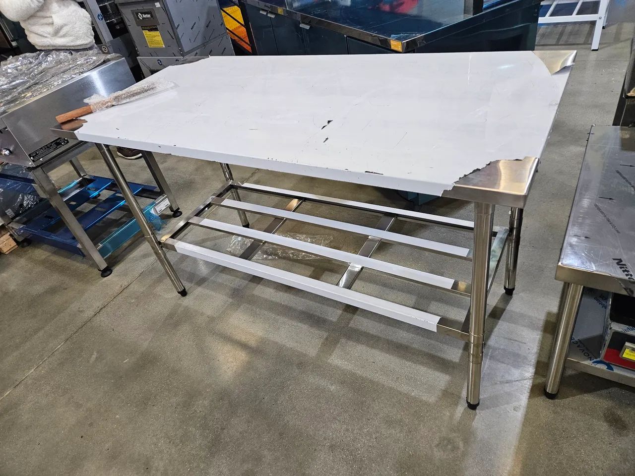 Mesa total inox 1,50x0,70m com grade inferior pronta entrega