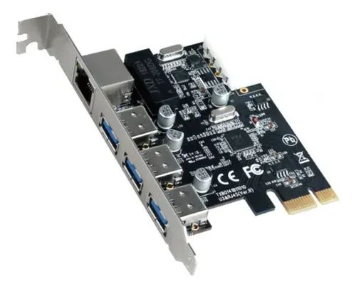 Placa de Rede/USB PCI RJ45 10/100/1000Mbps e 3 USB 3.0 Knup KP-PL908 -  WZetta