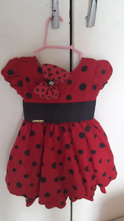 Vestido de festa joaninha, minnie ou lady bug tam 1