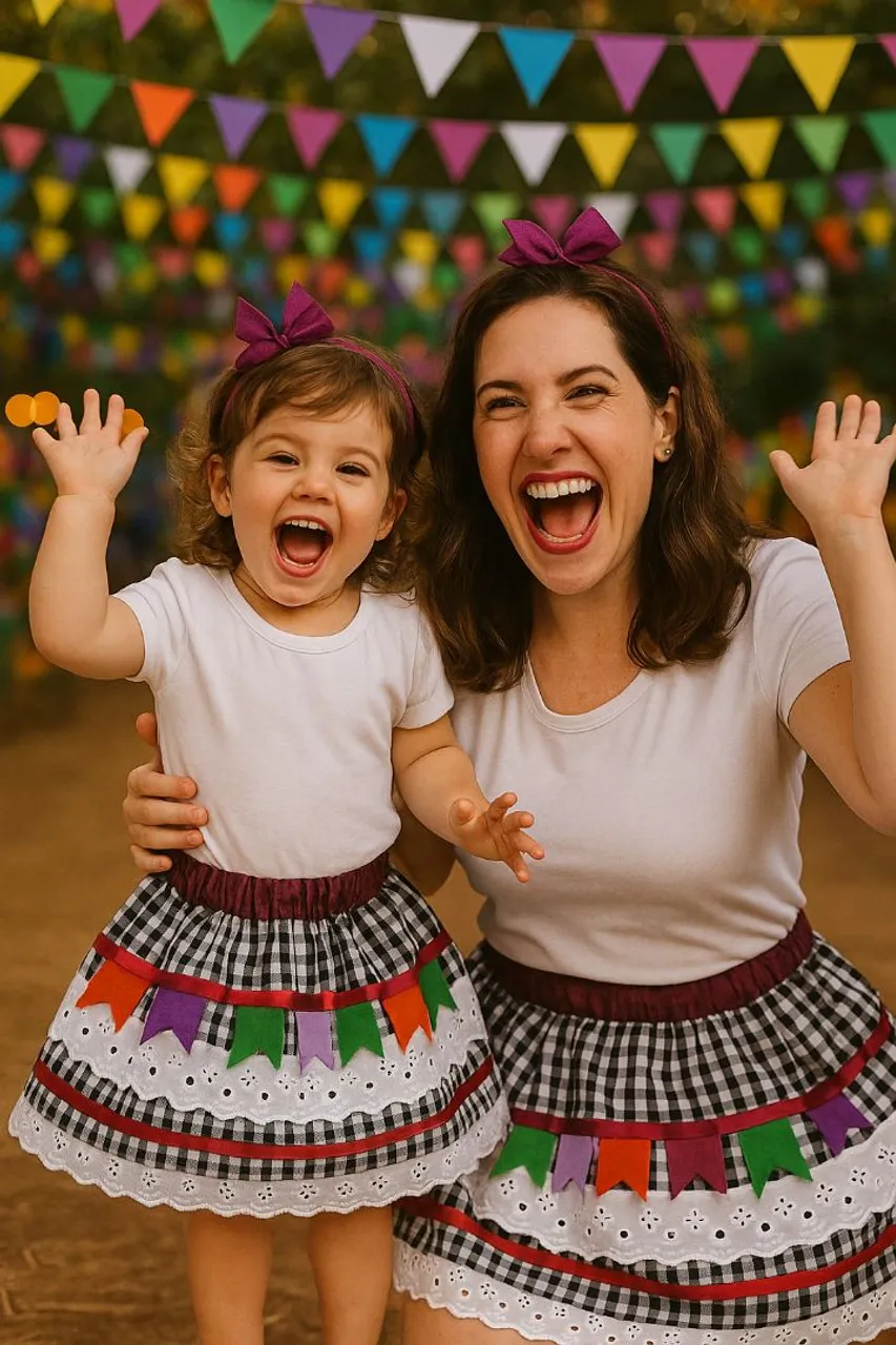 Mamãe e filhinha saias julinas