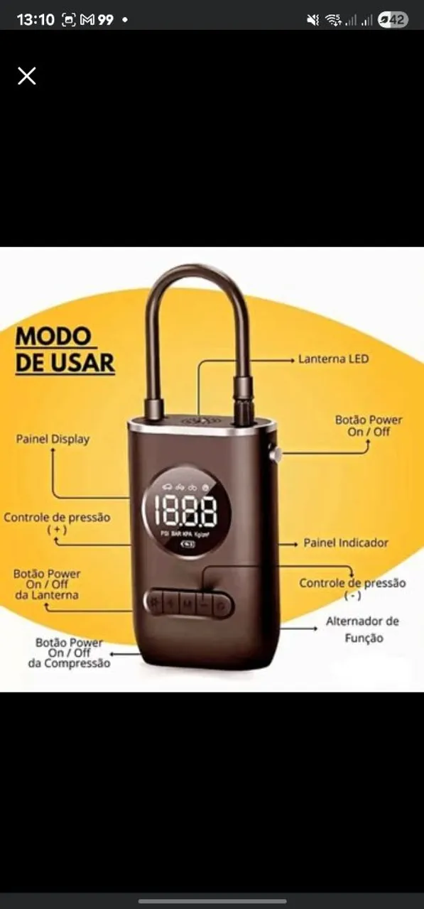Mini Compressor de Ar Portátil - Multifuncional