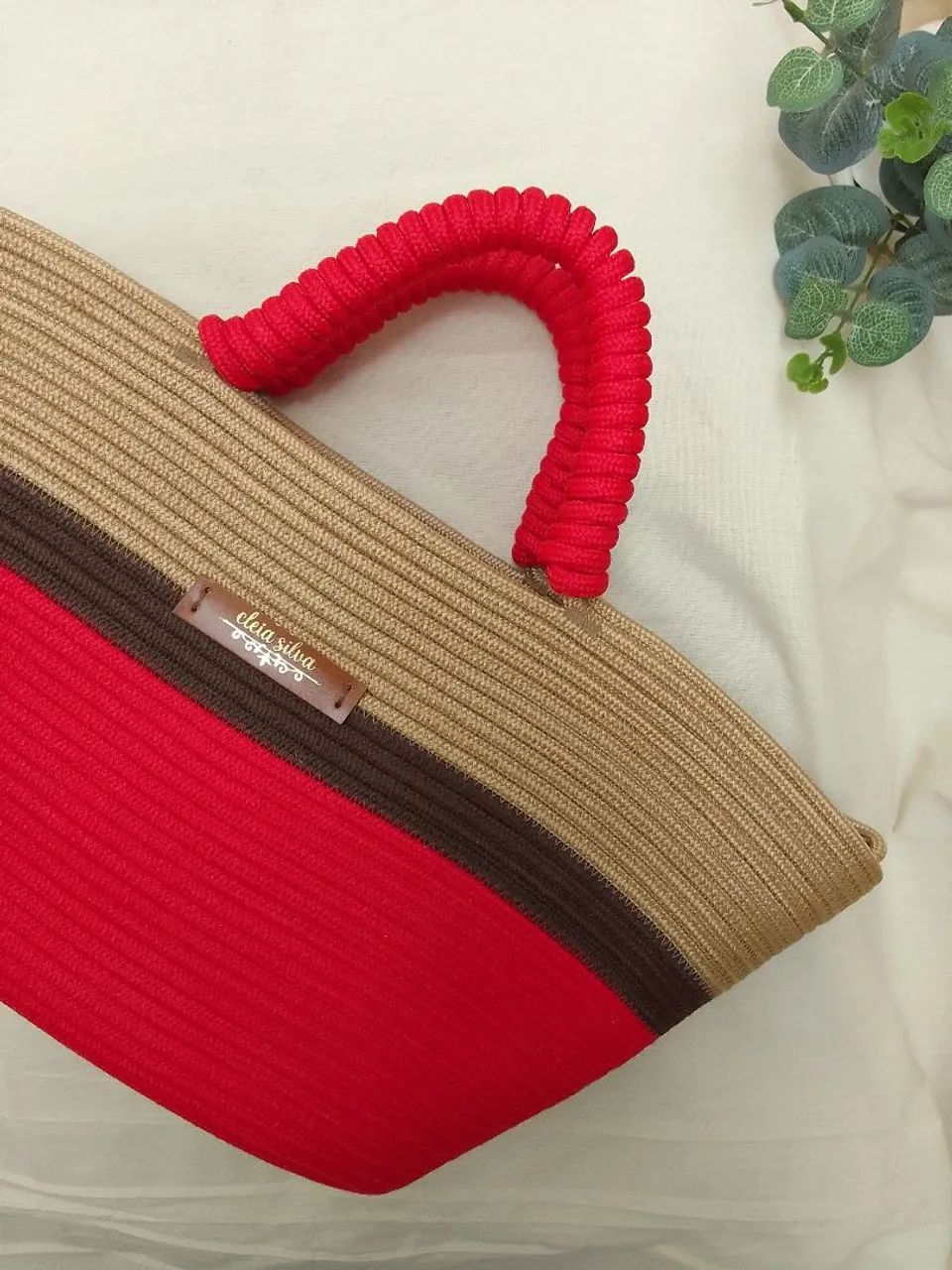 Bolsa de Praia em Bege e Vermelha - Foto 5