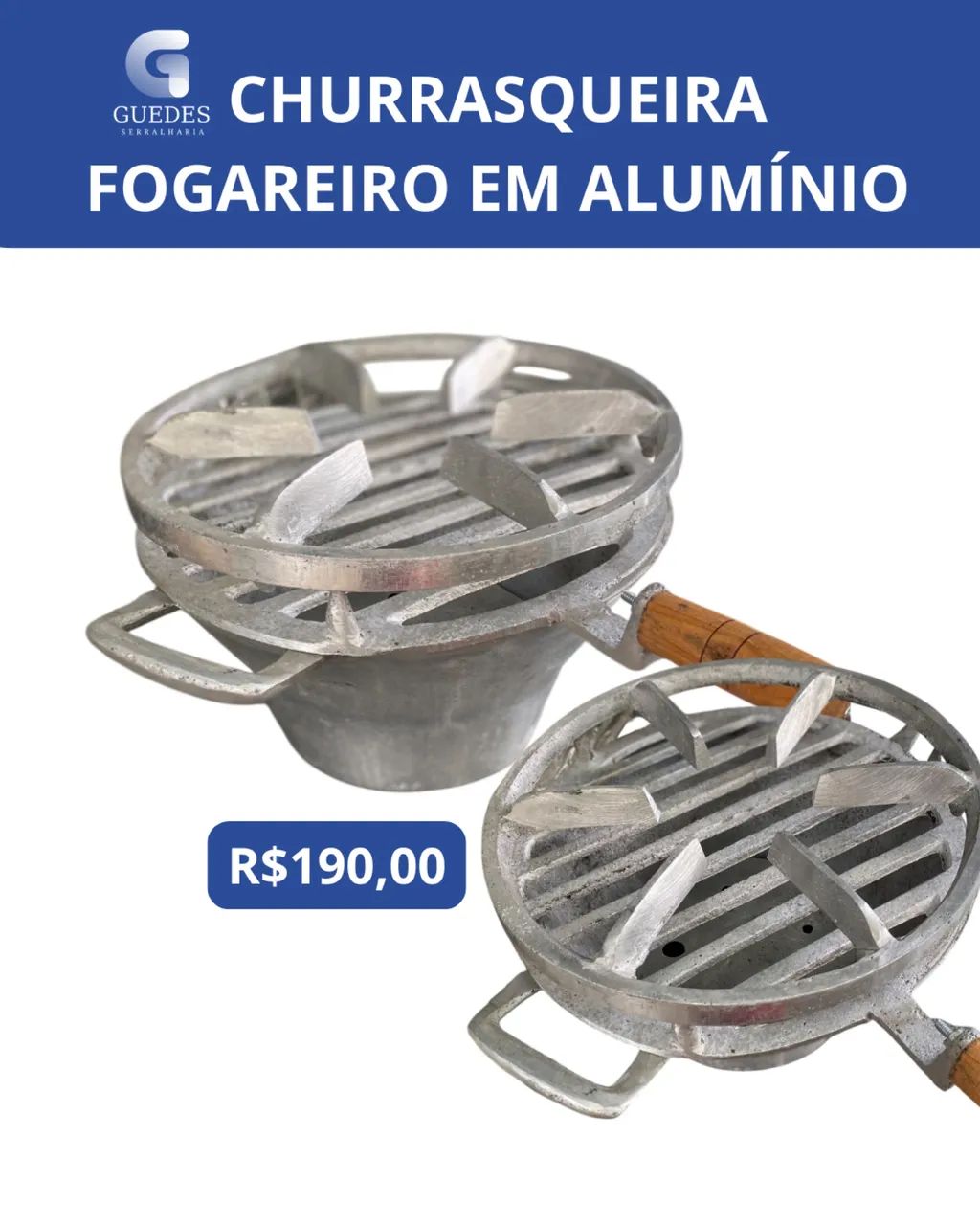 CHURRASQUEIRA FOGAREIRO EM ALUMÍNIO 