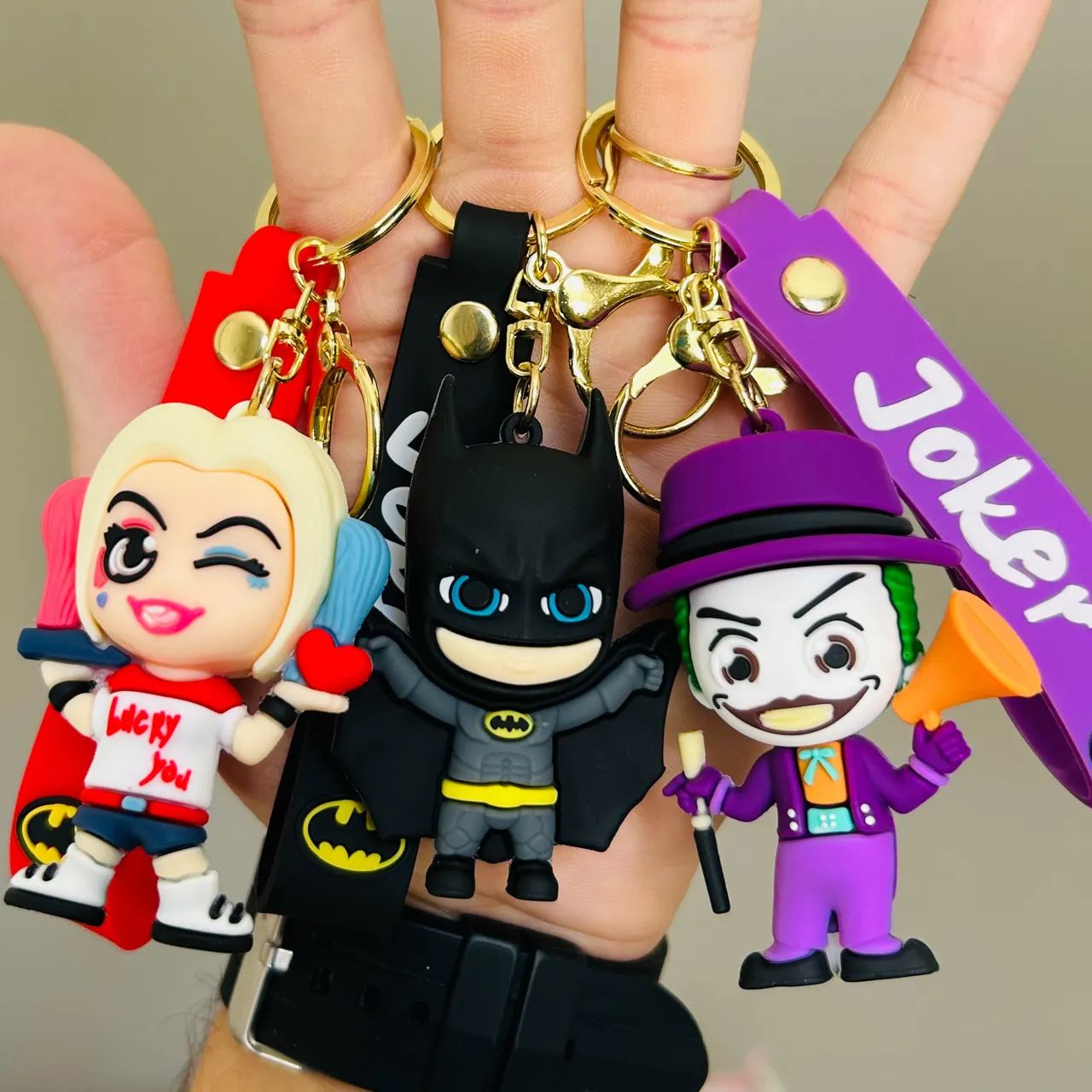 Chaveiros DC Batman, Arlequina, Coringa