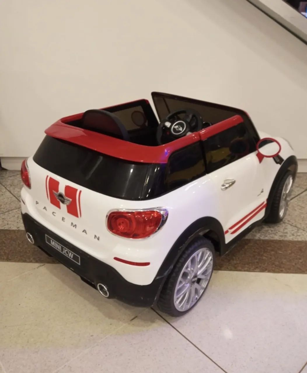 Mini Cooper Elétrico Infantil - Branco e Vermelho - Foto 3