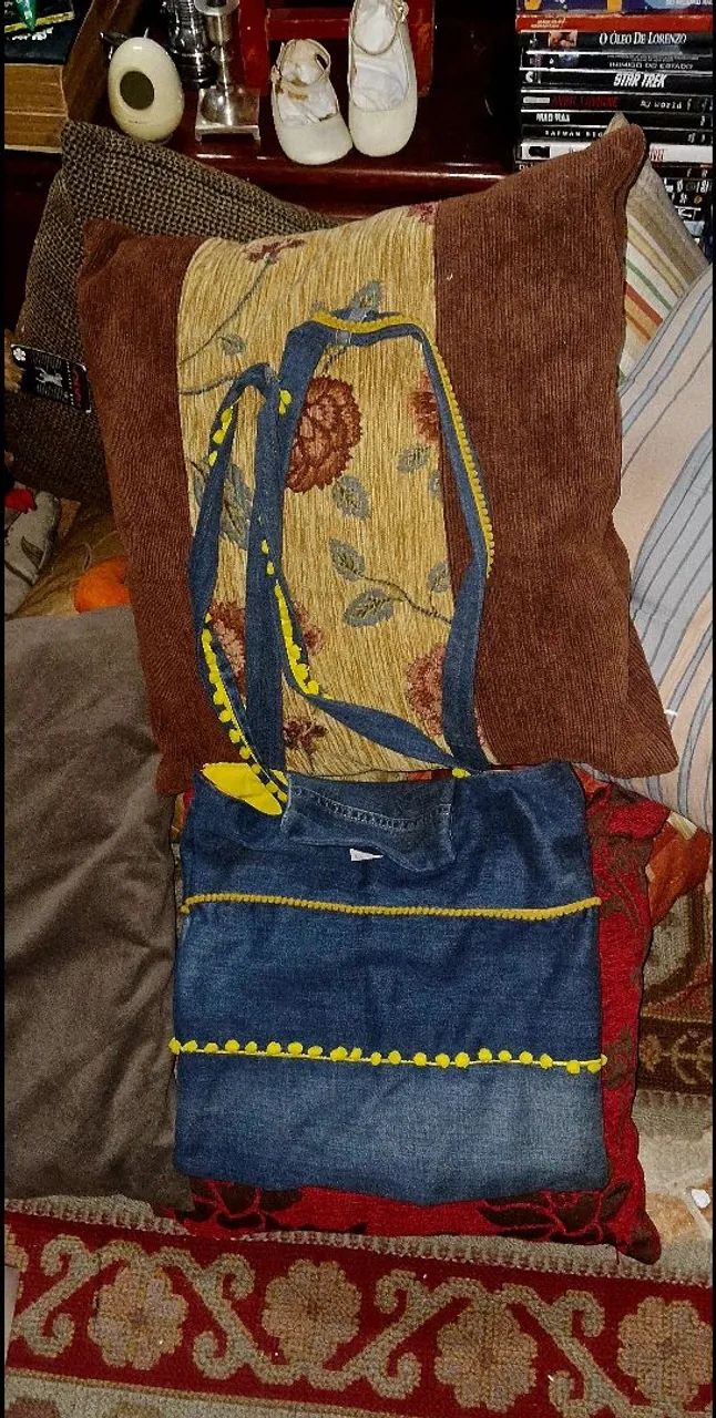Bolsa Jeans Artesanal com Detalhes