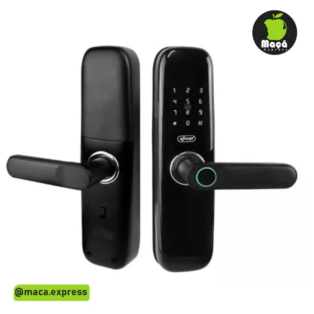 Fechadura Digital Porta Embutir Inteligente Kp-ca608 Preto