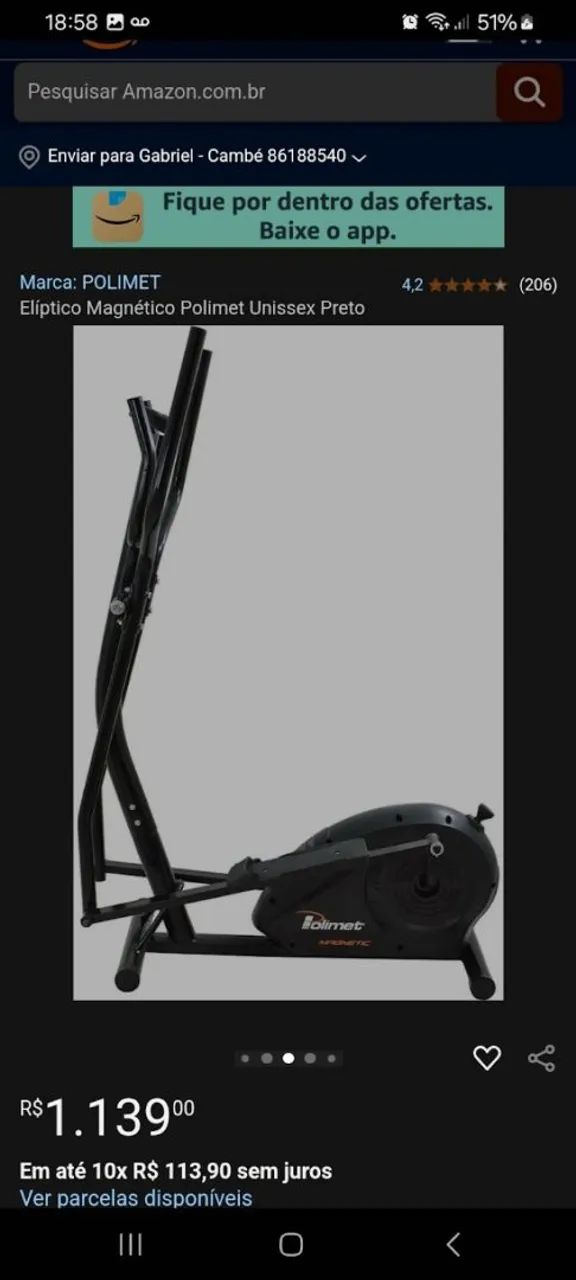 Elíptico Magnético Polimet Unissex Preto