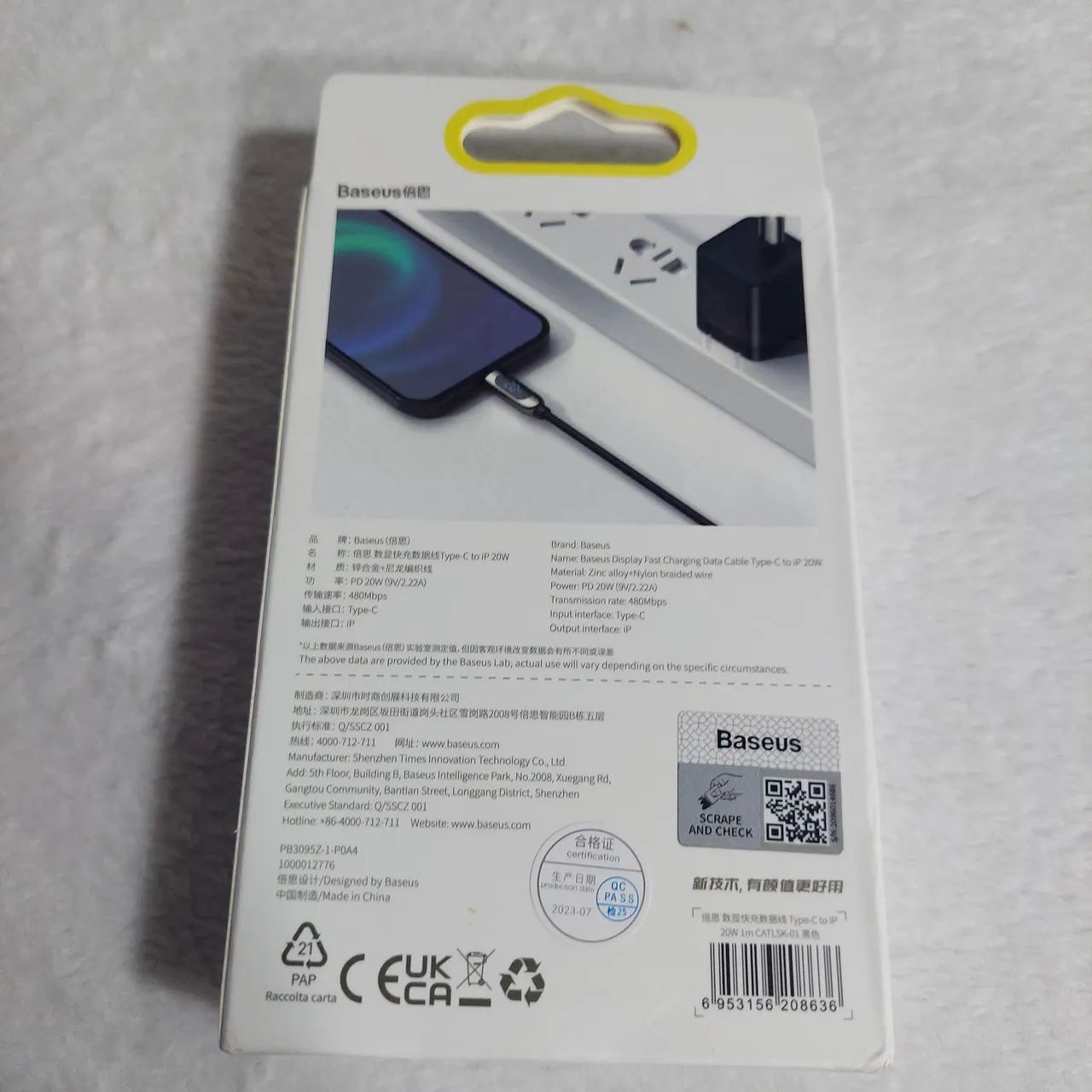 Cabo Baseus 20W PD Tipo C para iPhone - Tela Digital - Foto 4