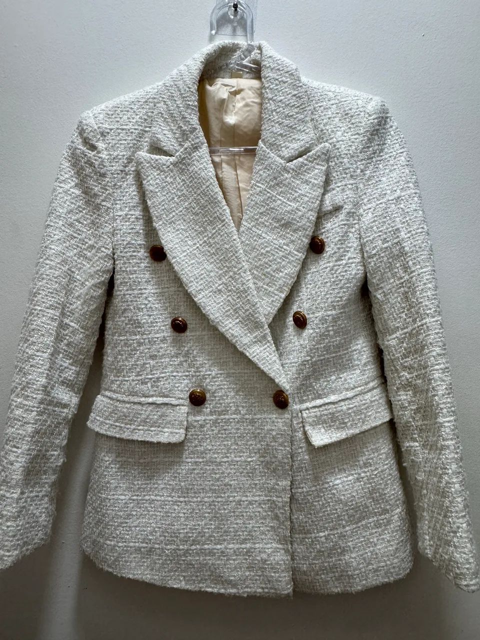  Blazer tweed branca sem marca, usado e tamanho P - Foto 5