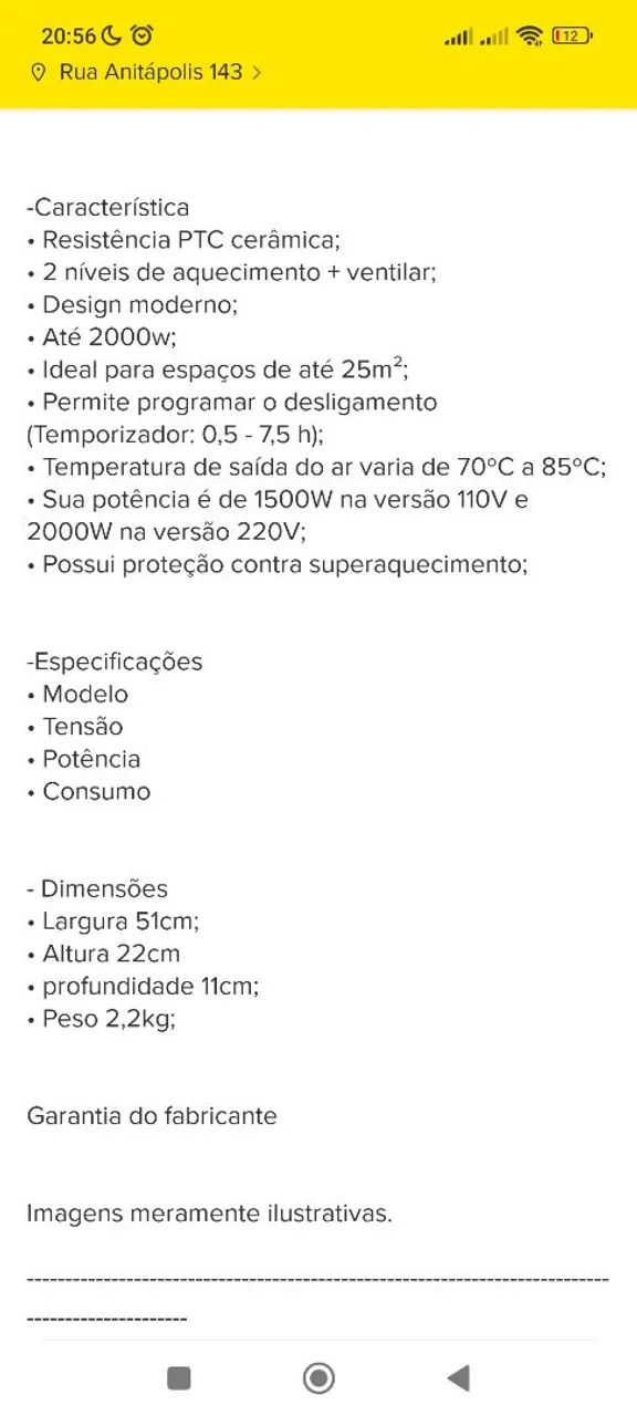 Aquecedor Cadence Classic Air 2 Níveis de Aquecimento - Foto 4