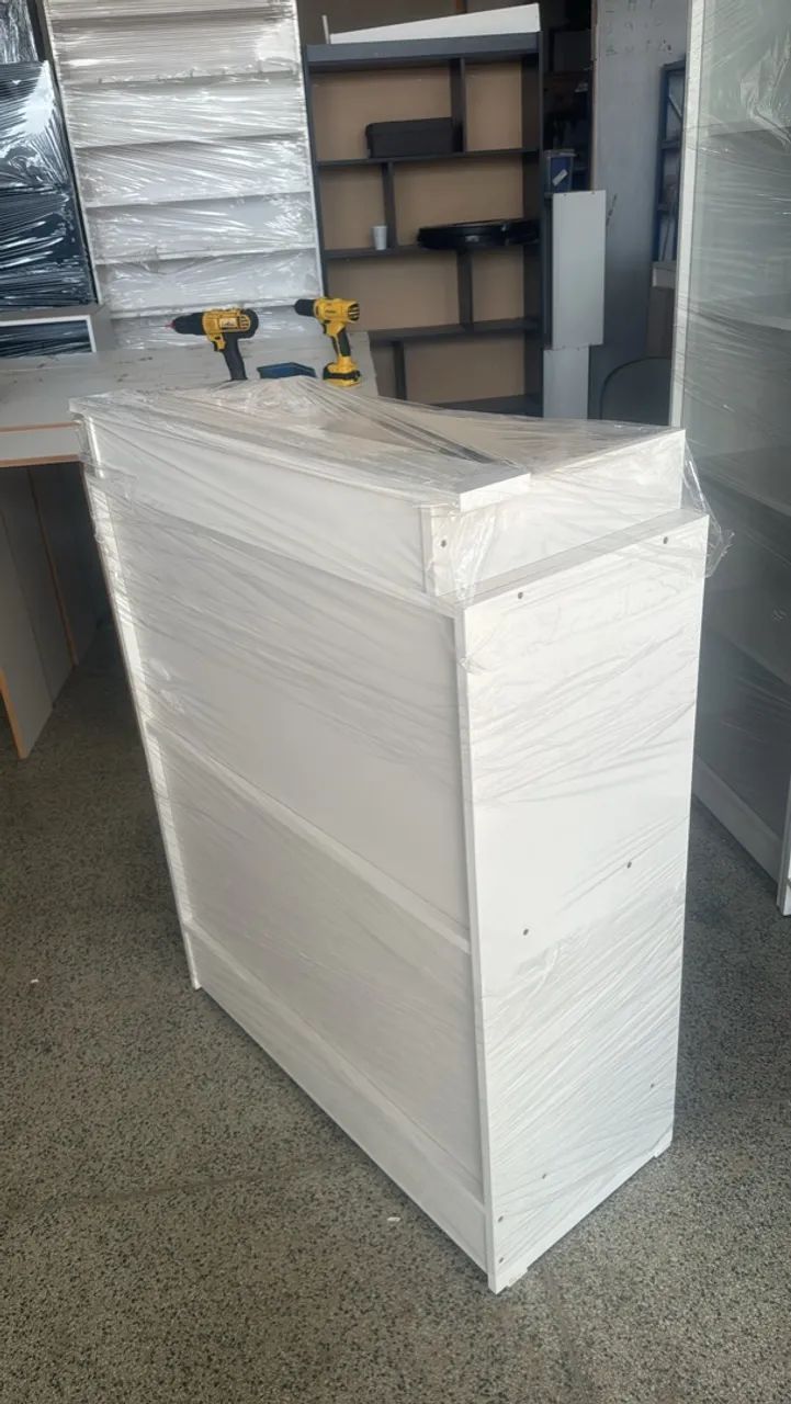 Balcão  caixa recepção MDF branco novo - Foto 2