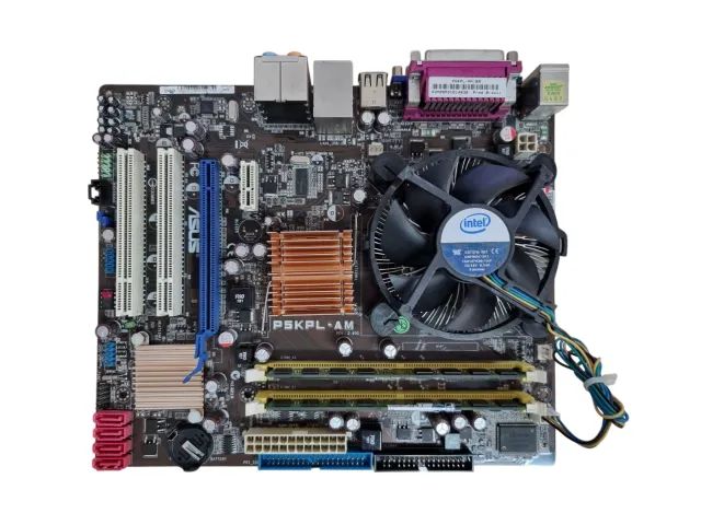 Kit Intel placa mãe Asus P5KPL-AM + Core 2 Duo E7500 2.93ghz + 4gb DDR2 667mhz serial LPT