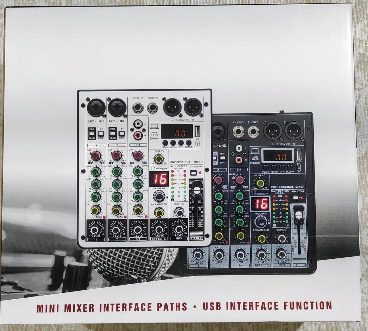 Mesa de Som Mini Mixer com Interface USB