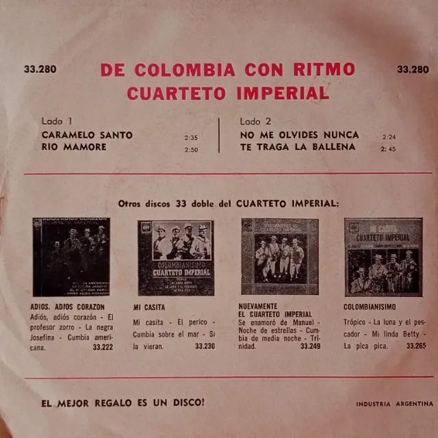 disco de vinil compacto Cuarteto Imperial - De Colombia Con Ritmo - Foto 2