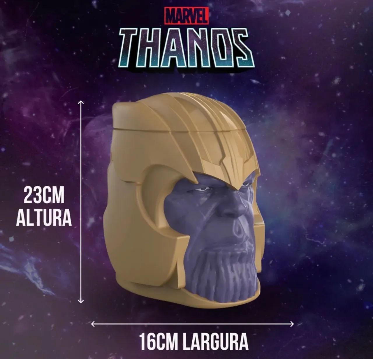  balde de pipoca em formato da cabeça do Thanos