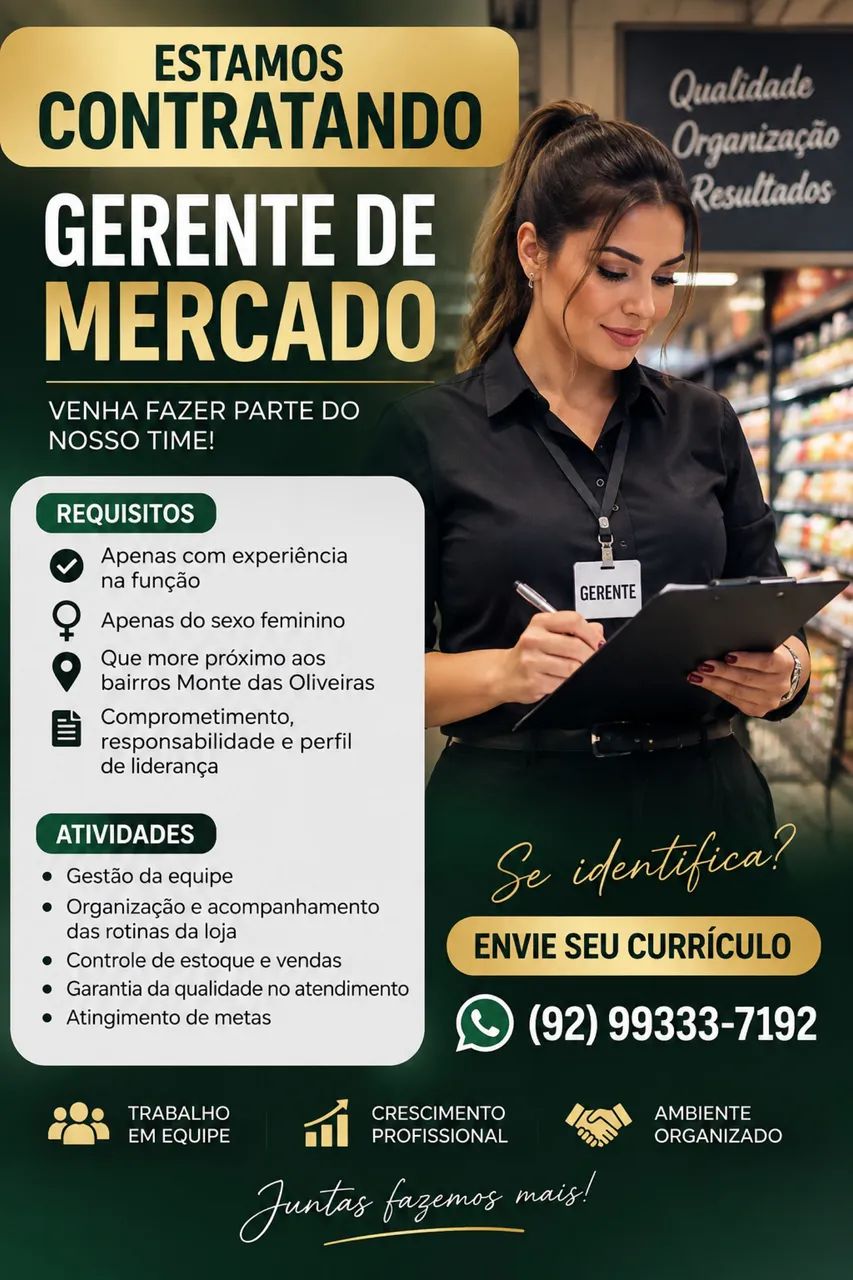 Vaga de Gerente de supermercado 
