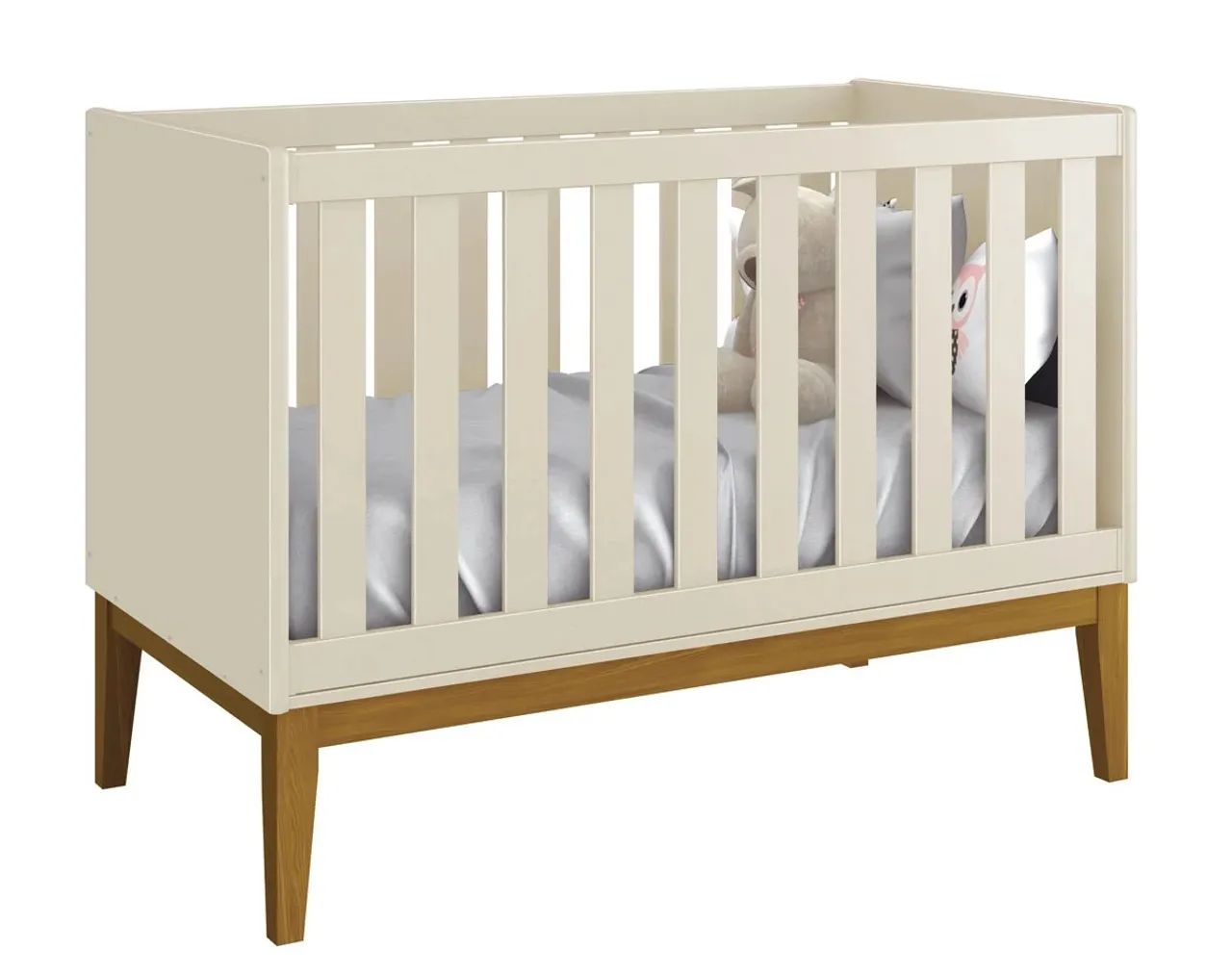 Quarto de bebê completo Berço, Guarda-Roupa e Cômoda - Classic New 100% MDF Off-white - Foto 5