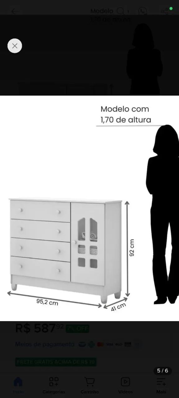 Cômoda Branca Infantil - Foto 4