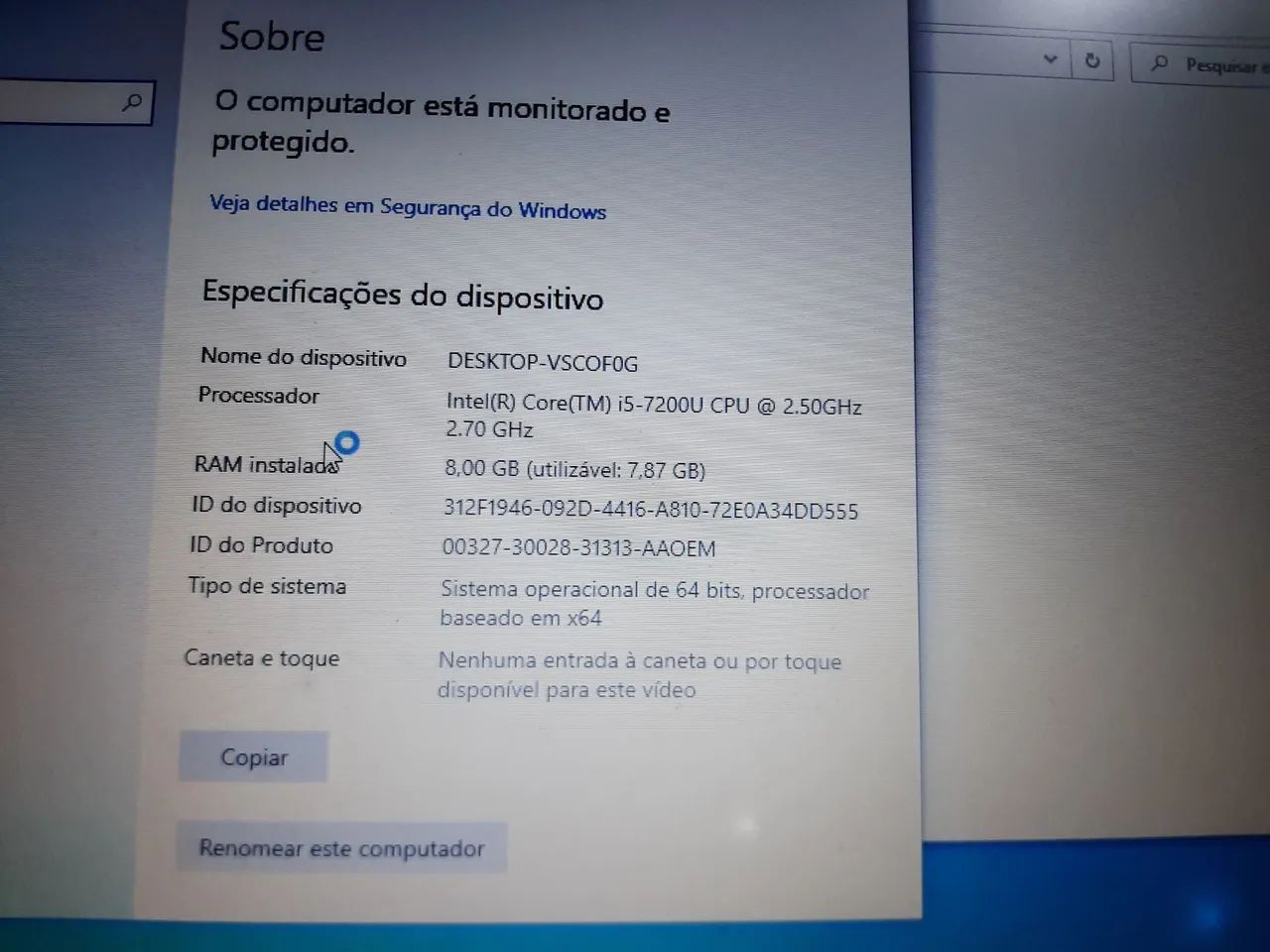Notebook Dell Intel Core i5 7ª Geração | 8GB RAM | Windows 10 Pr