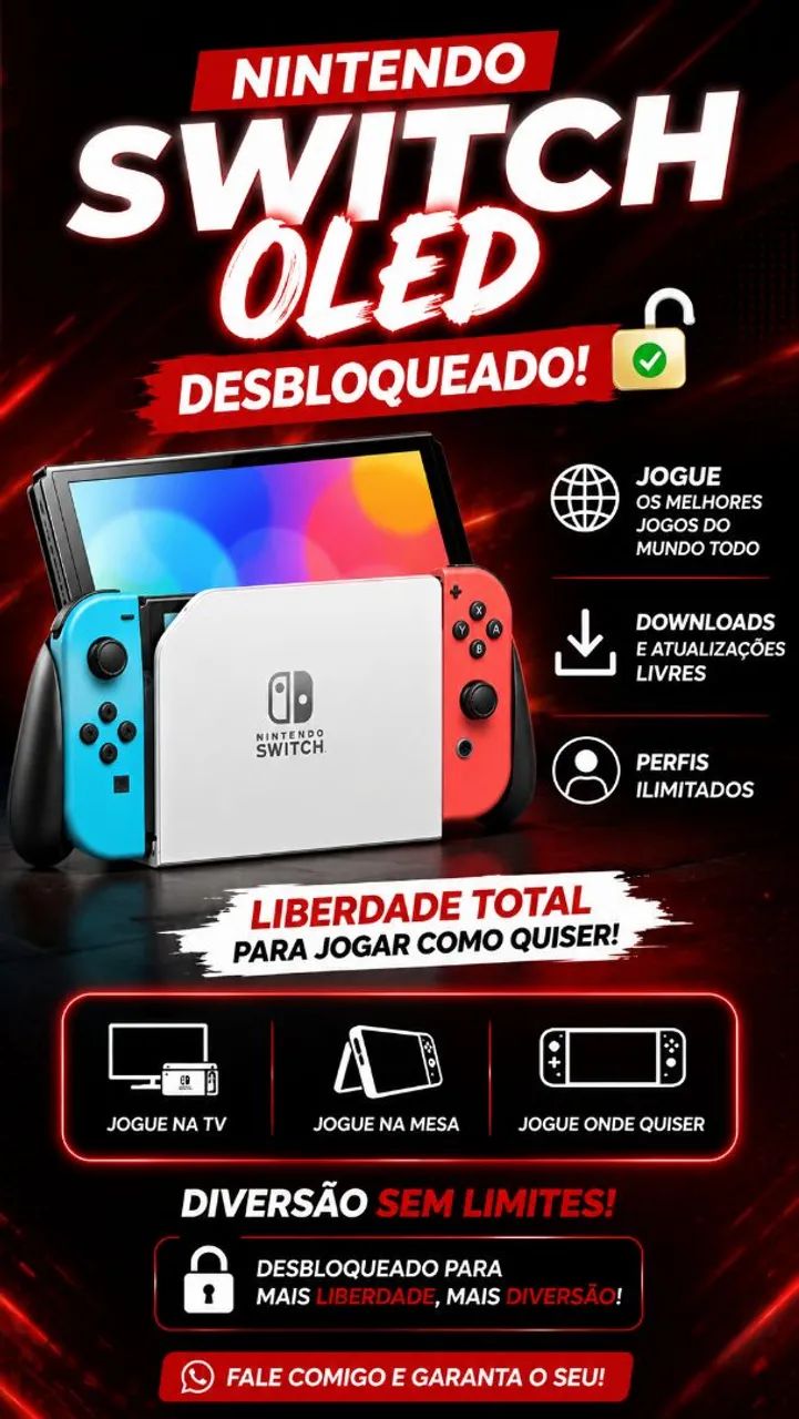 Nintendo Switch Desbloqueado 256GB 