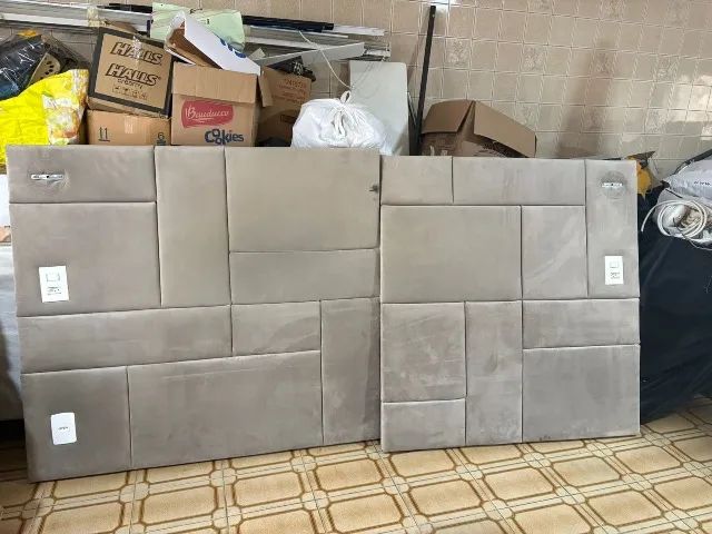 Cabeceira suede cinza