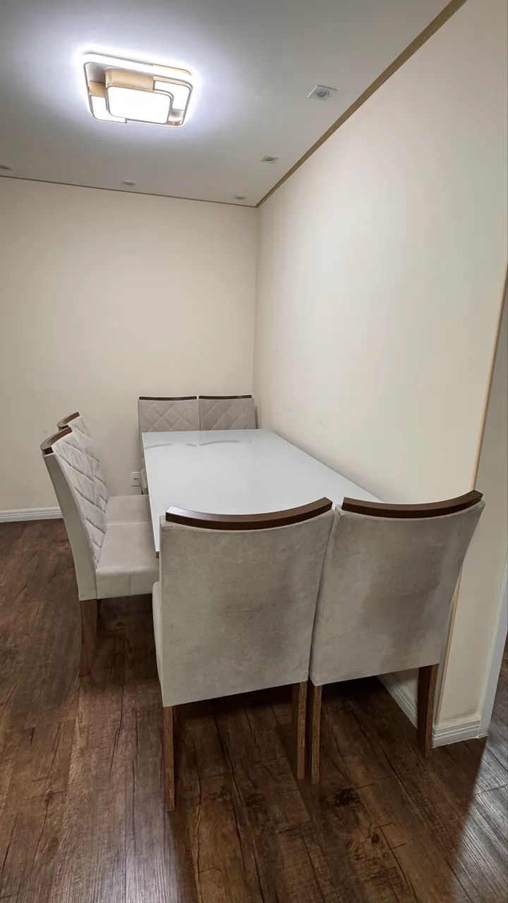 Mesa de Jantar Reta Vidro Laca Off White - Foto 2