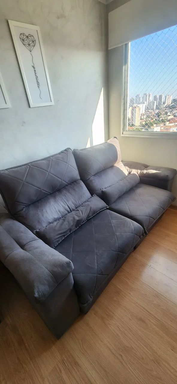 Sofá Retrátil e Reclinável 3 Lugares - Impecável - Foto 4