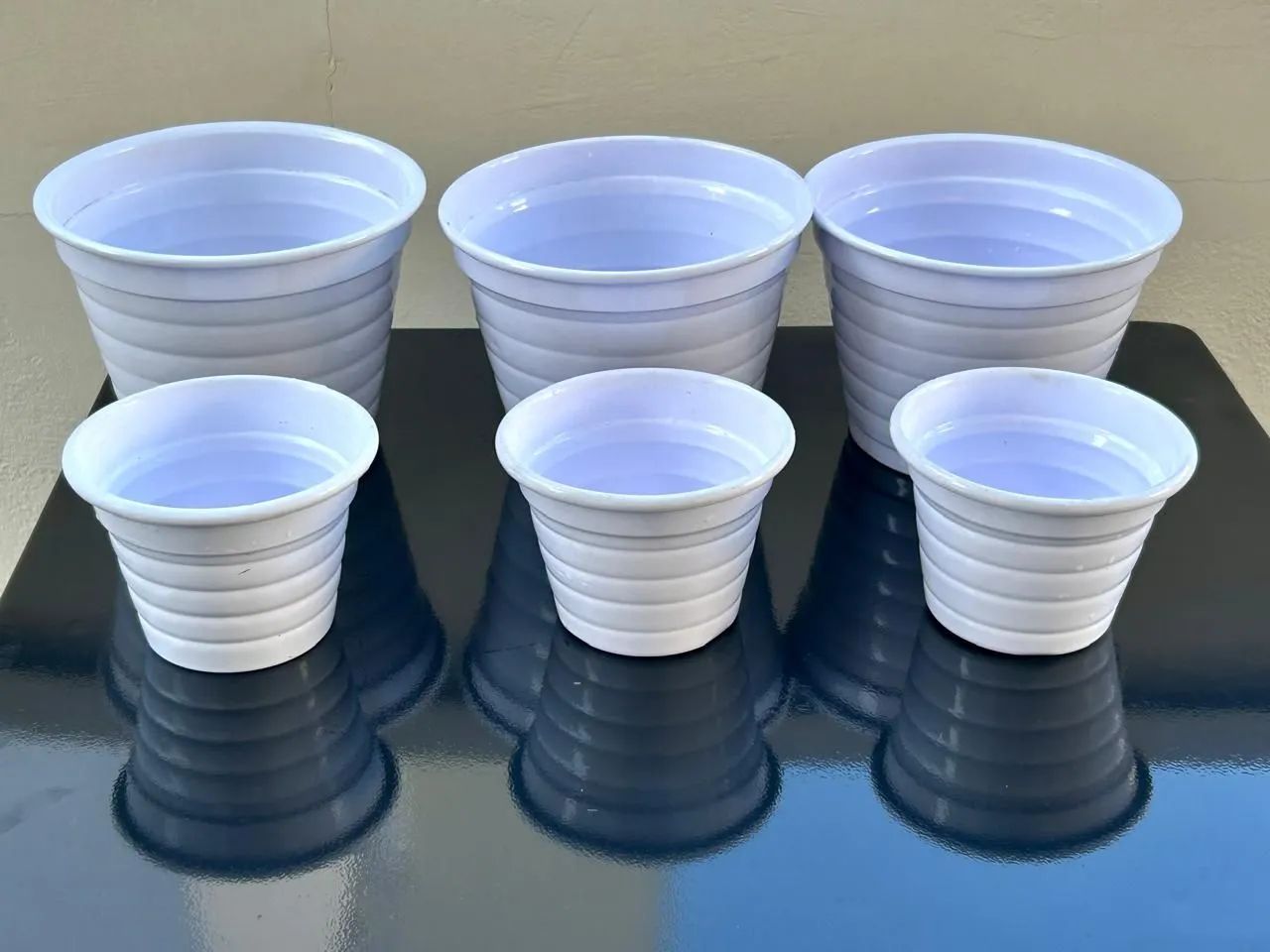 Conjunto de Cachepots Branco Esmaltado