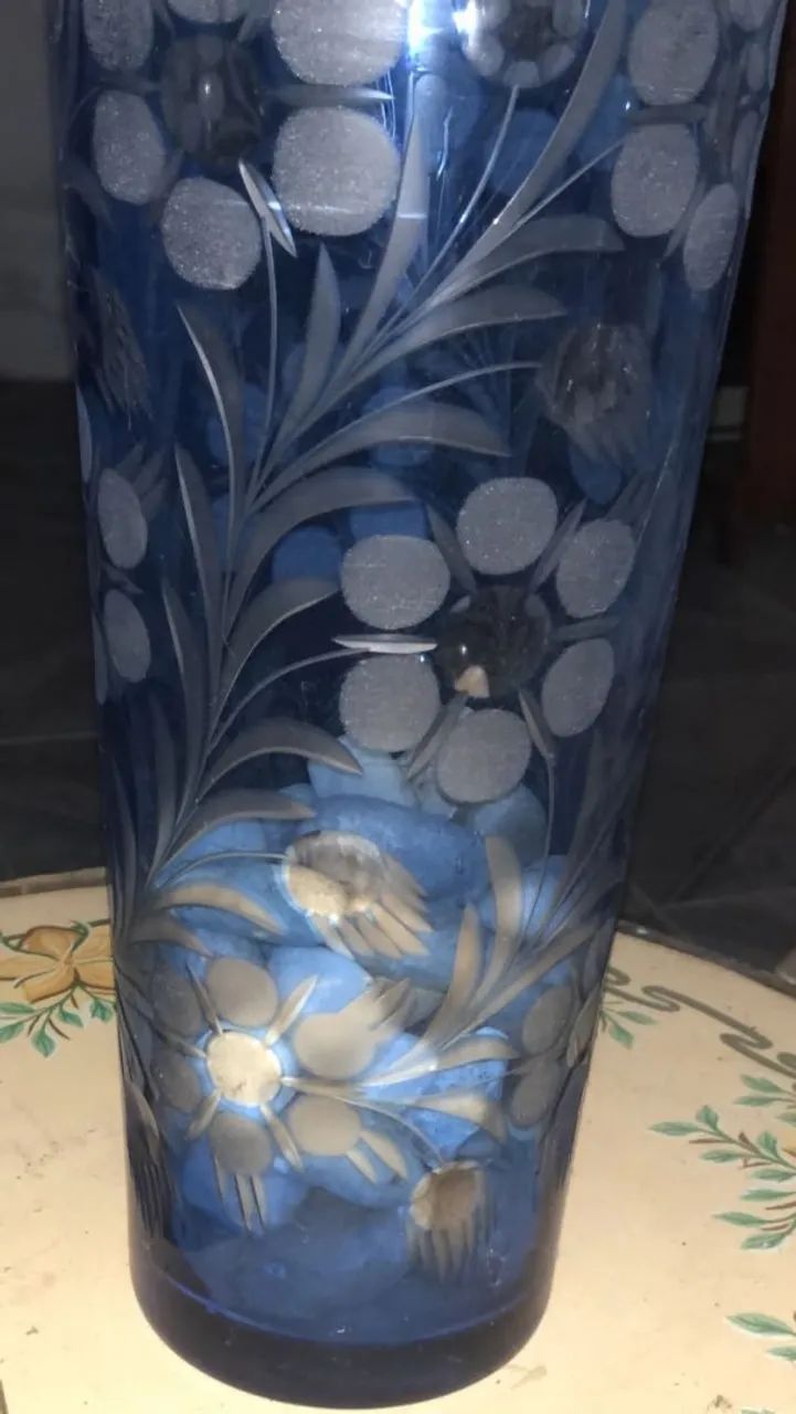 Vaso lapidado azul cobalto - Foto 2
