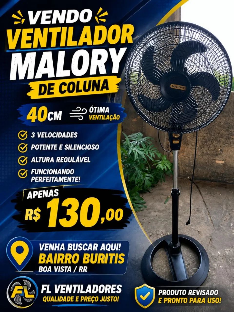 Ventilador malory coluna