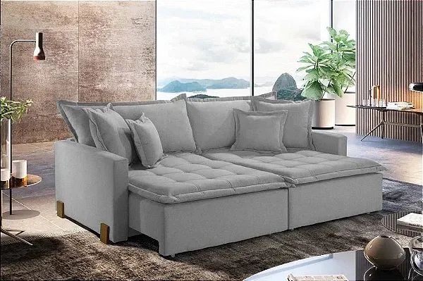 Sofá Cama Retrátil 2,60m Cuiabá Molas Bonnel r87
