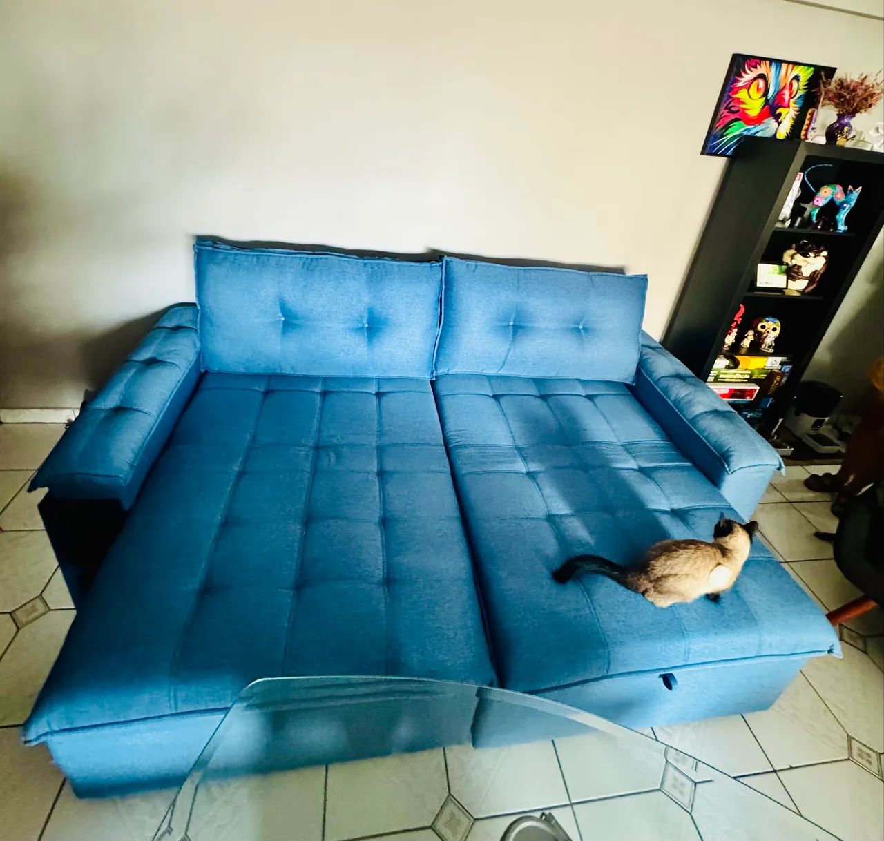 Blue Linen Reclining Sofa - 2.40m | Brand New65115871574401124
