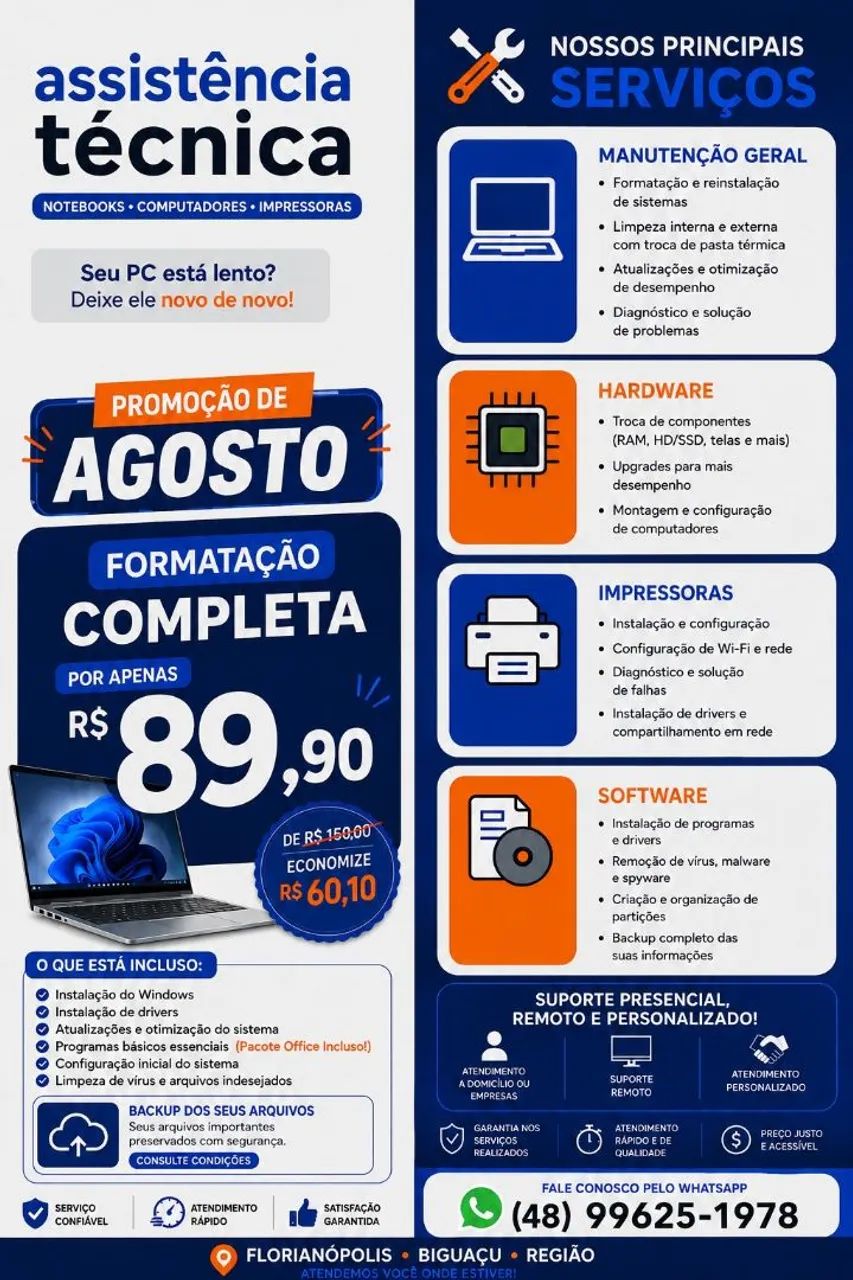 FORMATAÇÃO E MANUTENÇÃO NOTEBOOKS