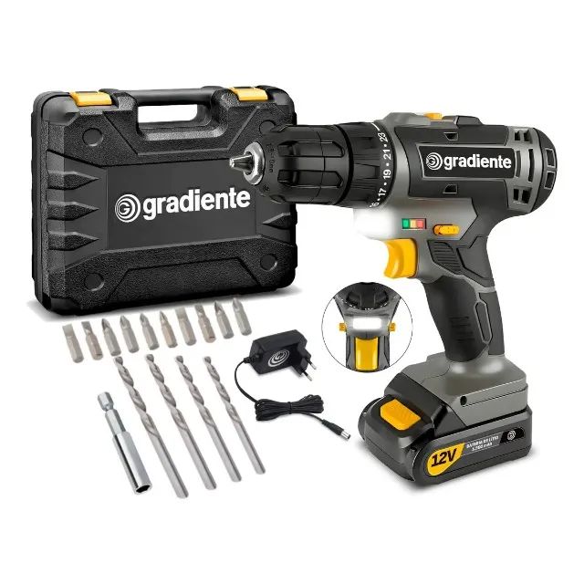 Gradiente Cordless Screwdriver and Drill with Case and Accessories