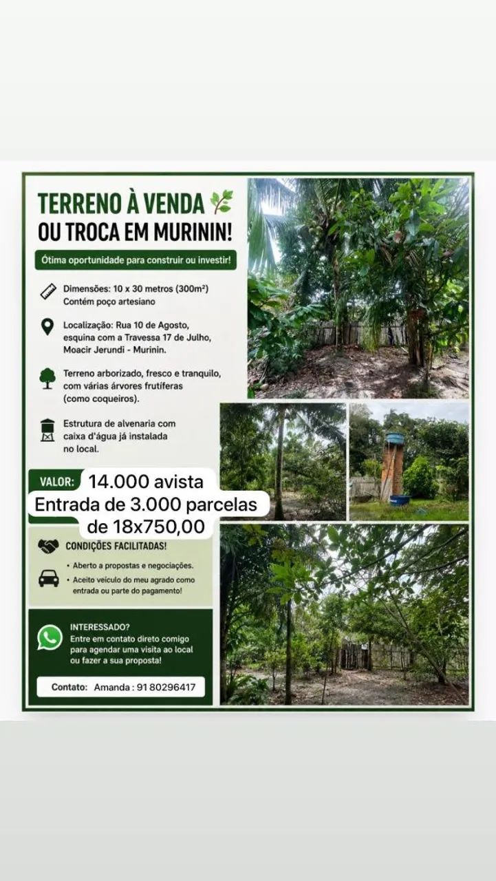 Terreno medindo 10×30 