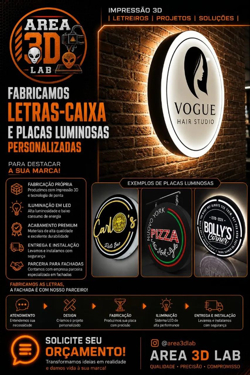 LETRAS-CAIXA E PLACAS LUMINOSAS PERSONALIZADAS