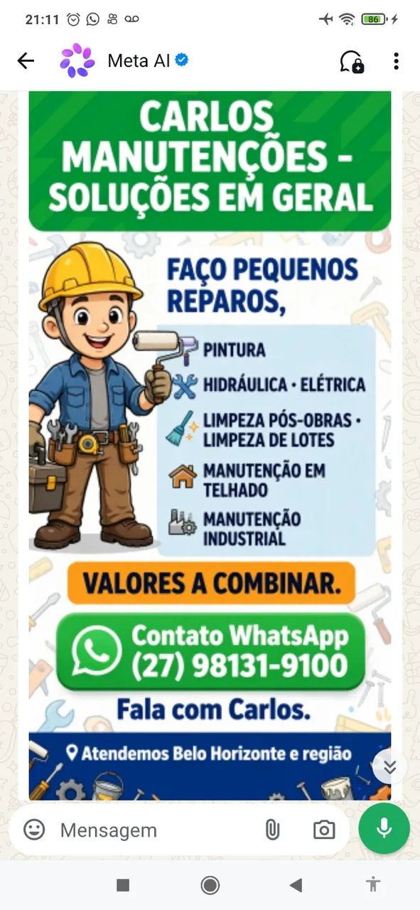 Disponibilidade pra trabalhar 