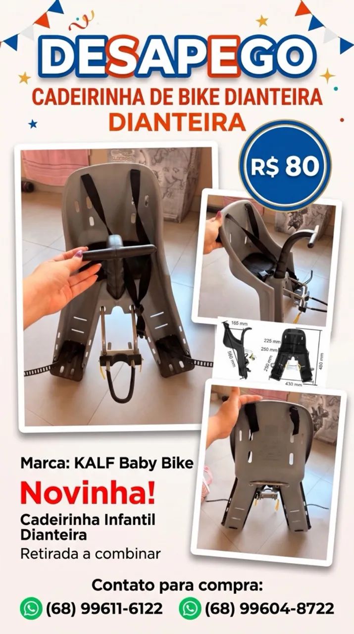 Cadeirinha bicicleta infantil 