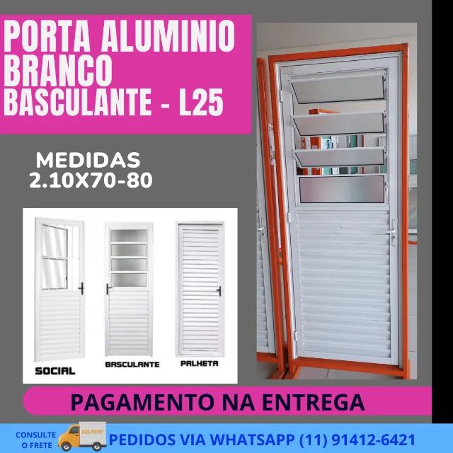Porta palheta de Alumínio Branco L25 modelo top - 210X70 esquerdo- frete a/c     
