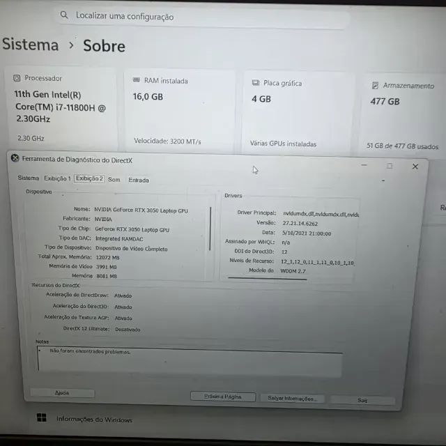 Notebook Acer Nitro 5 i7 11th - 16Gb Ram - RTX 3050 - 512Gb SSD - Foto 6