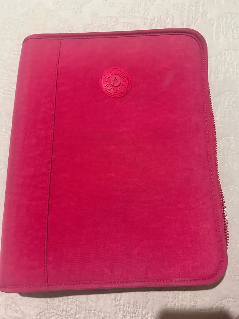 Fichário Kipling Original Rosa com Zíper - Ótimo Estado